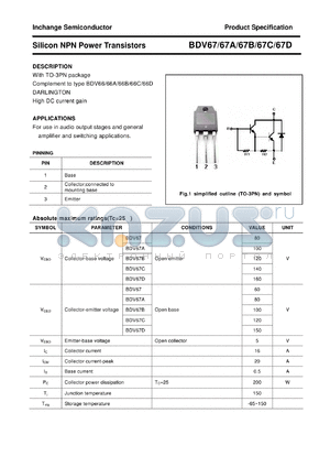 BDV67A datasheet - Silicon NPN Power Transistors