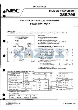 2SB799 datasheet - PNP SILICON EPITAXIAL TRANSISTOR POWER MINI MOLD