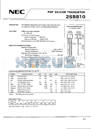 2SB810 datasheet - PNP SILICON TRANSISTOR