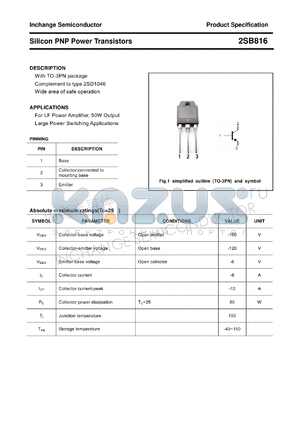 2SB816 datasheet - Silicon PNP Power Transistors