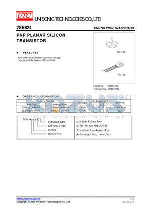 2SB824G-X-T60-K datasheet - PNP PLANAR SILICON TRANSISTOR