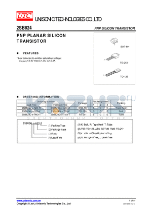 2SB824L-X-T60-K datasheet - PNP PLANAR SILICON TRANSISTOR