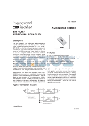 AME50461X/HB datasheet - EMI FILTER HYBRID-HIGH RELIABILITY