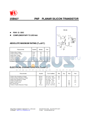 2SB827 datasheet - PNP PLANAR SILICON TRANSISTOR