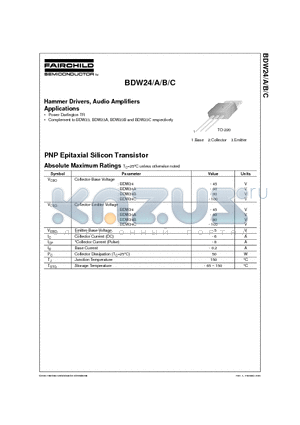 BDW24B datasheet - Hammer Drivers, Audio Amplifiers Applications