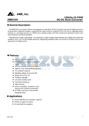 AME5104ACDVADJZ datasheet - DC/DC Buck Converter