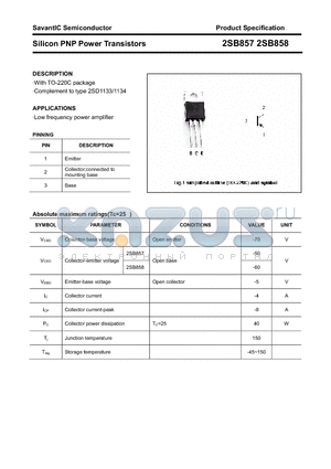 2SB857 datasheet - Silicon PNP Power Transistors