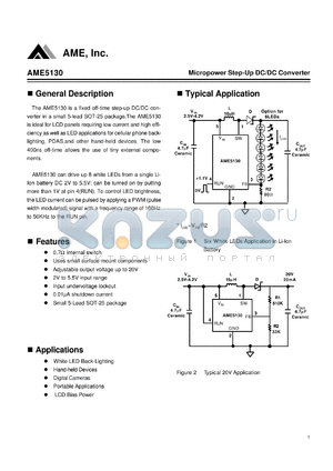 AME5130AEEVADJZ datasheet - Micropower Step-Up DC/DC Converter