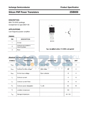 2SB859 datasheet - Silicon PNP Power Transistors