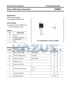 2SB861 datasheet - Silicon PNP Power Transistors