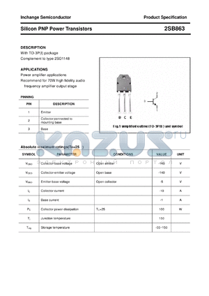 2SB863 datasheet - Silicon PNP Power Transistors