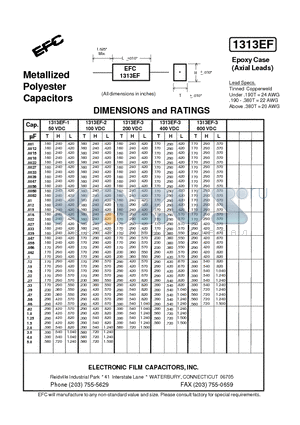 1313EF datasheet - Metallized Polyester Capacitors