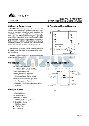 AME7739AEEY330Z datasheet - Step-Up / Step-Down 60mA Regulated Charge Pump