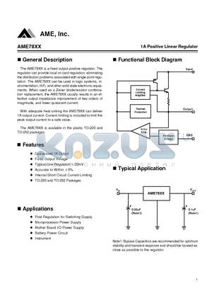 AME78052JBSZ datasheet - 1A Positive Linear Regulator