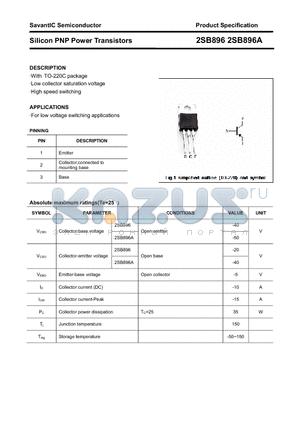 2SB896 datasheet - Silicon PNP Power Transistors