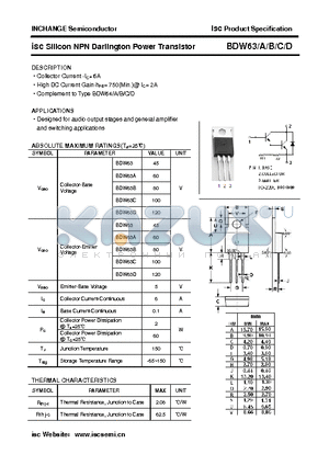 BDW63A datasheet - isc Silicon NPN Darlington Power Transistor