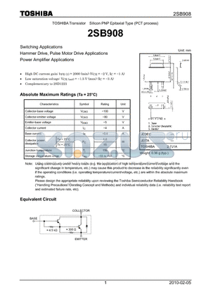 2SB908_10 datasheet - Switching Applications Hammer Drive, Pulse Motor Drive Applications Power Amplifier Applications