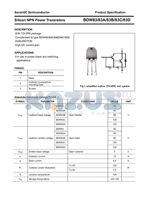 BDW83A datasheet - Silicon NPN Power Transistors