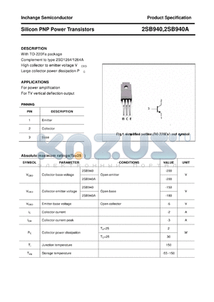 2SB940 datasheet - Silicon PNP Power Transistors