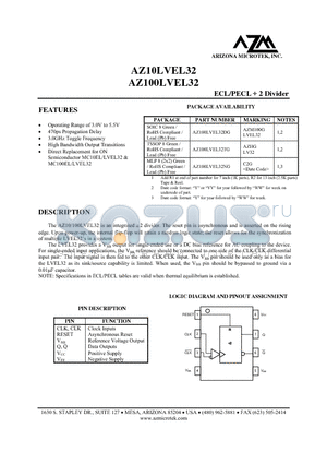 AZ100LVEL32NG datasheet - ECL/PECL  2 Divider