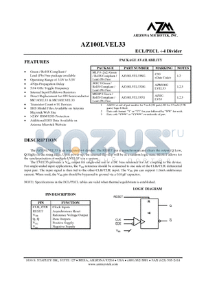 AZ100LVEL33NG datasheet - ECL/PECL 4 Divider