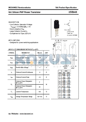 2SB945 datasheet - isc Silicon PNP Power Transistor