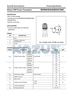 BDW84C datasheet - Silicon PNP Power Transistors