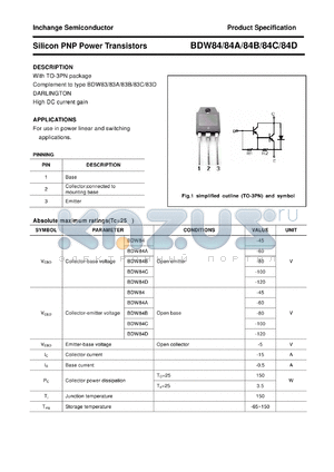 BDW84D datasheet - Silicon PNP Power Transistors