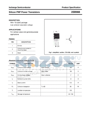 2SB988 datasheet - Silicon PNP Power Transistors