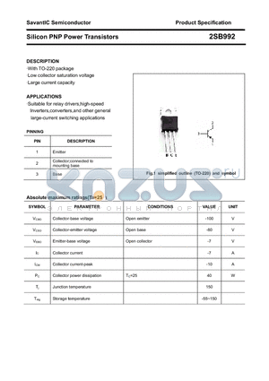 2SB992 datasheet - Silicon PNP Power Transistors