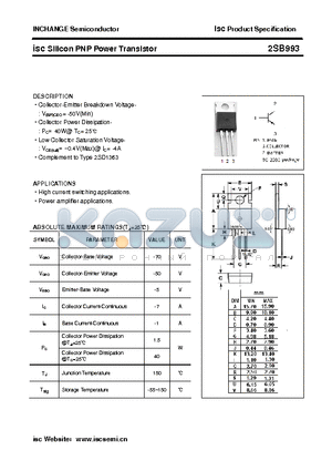 2SB993 datasheet - isc Silicon PNP Power Transistor