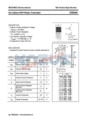 2SB994 datasheet - isc Silicon PNP Power Transistor