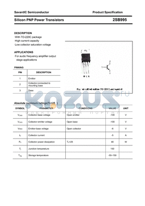 2SB995 datasheet - Silicon PNP Power Transistors