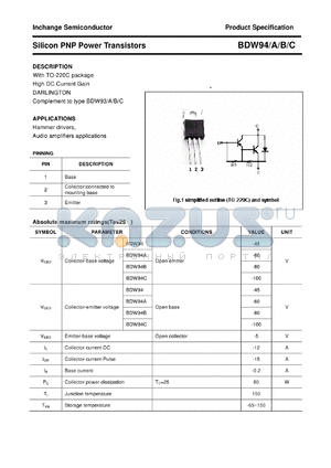 BDW94 datasheet - Silicon PNP Power Transistors