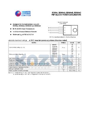 BDW94A datasheet - PNP SILICON POWER DARLINGTONS