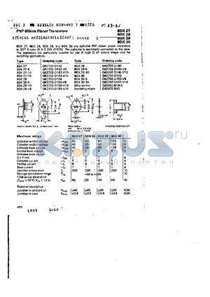 BDX28 datasheet - PNP SILICON PLANAR TRANSISTORS