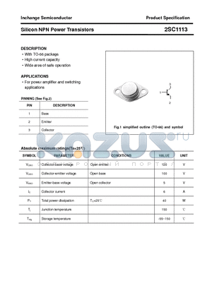 2SC1113 datasheet - Silicon NPN Power Transistors