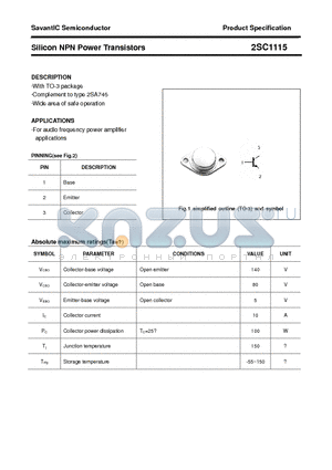 2SC1115 datasheet - Silicon NPN Power Transistors