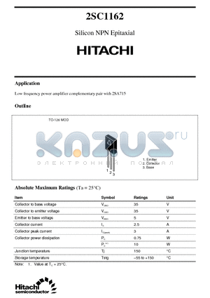 2SC1162 datasheet - Silicon NPN Epitaxial