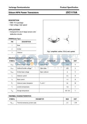 2SC1170A datasheet - Silicon NPN Power Transistors