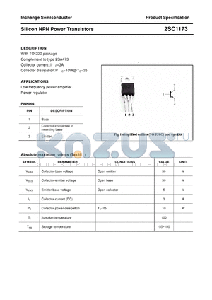 2SC1173 datasheet - Silicon NPN Power Transistors