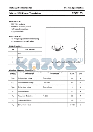 2SC1185 datasheet - Silicon NPN Power Transistors