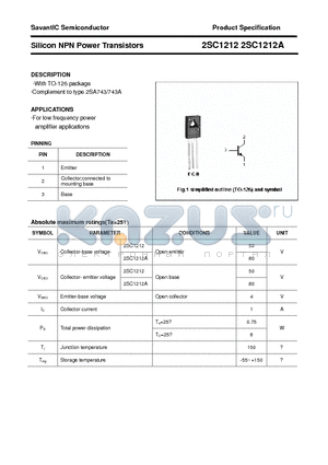 2SC1212 datasheet - Silicon NPN Power Transistors