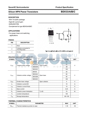 BDX33C datasheet - Silicon NPN Power Transistors