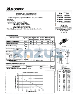 BDX34 datasheet - POWER TRANSISTORS(10A,70W)