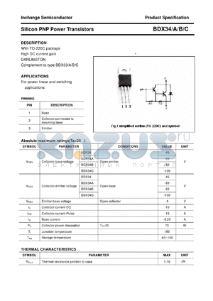 BDX34B datasheet - Silicon PNP Power Transistors