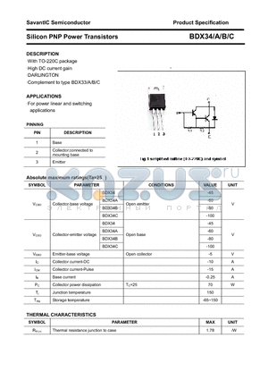 BDX34C datasheet - Silicon PNP Power Transistors