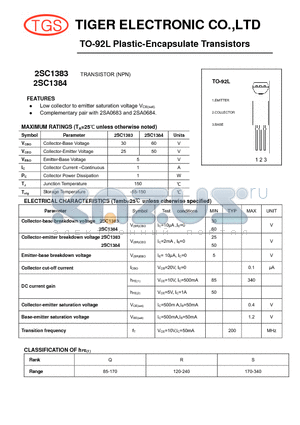 2SC1383 datasheet - TO-92L Plastic-Encapsulate Transistors (NPN)
