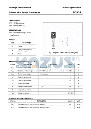 BDX35 datasheet - Silicon NPN Power Transistors