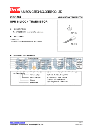 2SC1384L-X-T9N-B datasheet - NPN SILICON TRANSISTOR